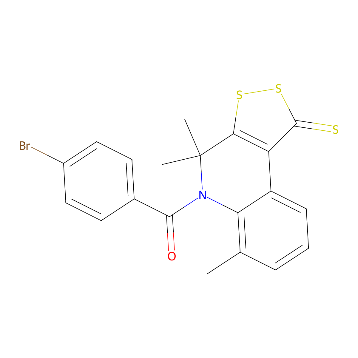 (4-bromophenyl)(4,4,6-trimethyl-1-thioxo-1,4-dihydro-5H-[1,2]dithiolo[3,4-c]quinolin-5-yl)methanone molecular structure, CAS 328070-29-7