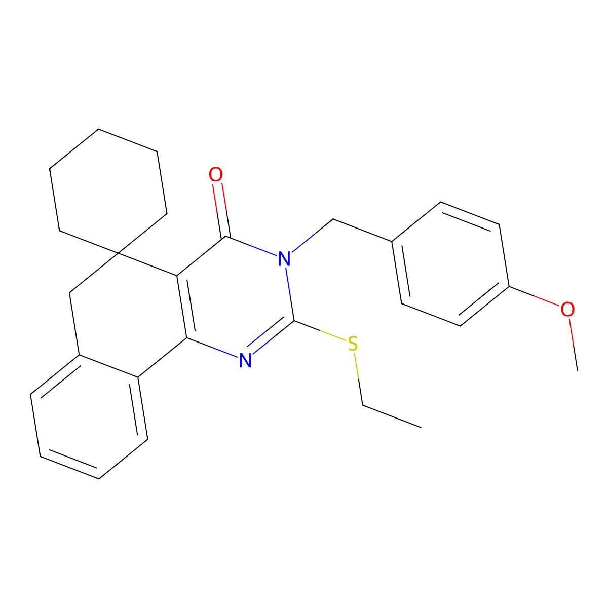 2-(ethylsulfanyl)-3-(4-methoxybenzyl)-3H-spiro[benzo[h]quinazoline-5,1'-cyclohexan]-4(6H)-one molecular structure, CAS 328070-33-3