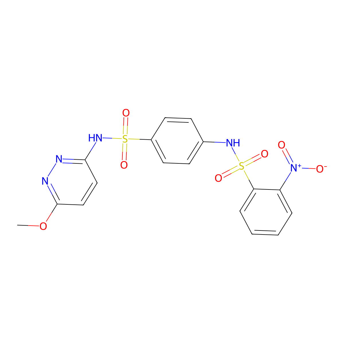 N-[4-[(6-methoxypyridazin-3-yl)sulfamoyl]phenyl]-2-nitrobenzenesulfonamide molecular structure, CAS 328070-34-4