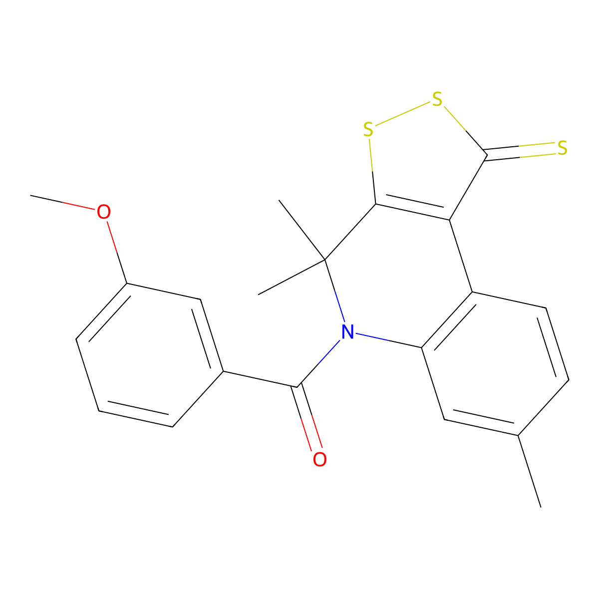 (3-Methoxyphenyl)-(4,4,7-trimethyl-1-sulfanylidenedithiolo[3,4-c]quinolin-5-yl)methanone molecular structure, CAS 328070-49-1