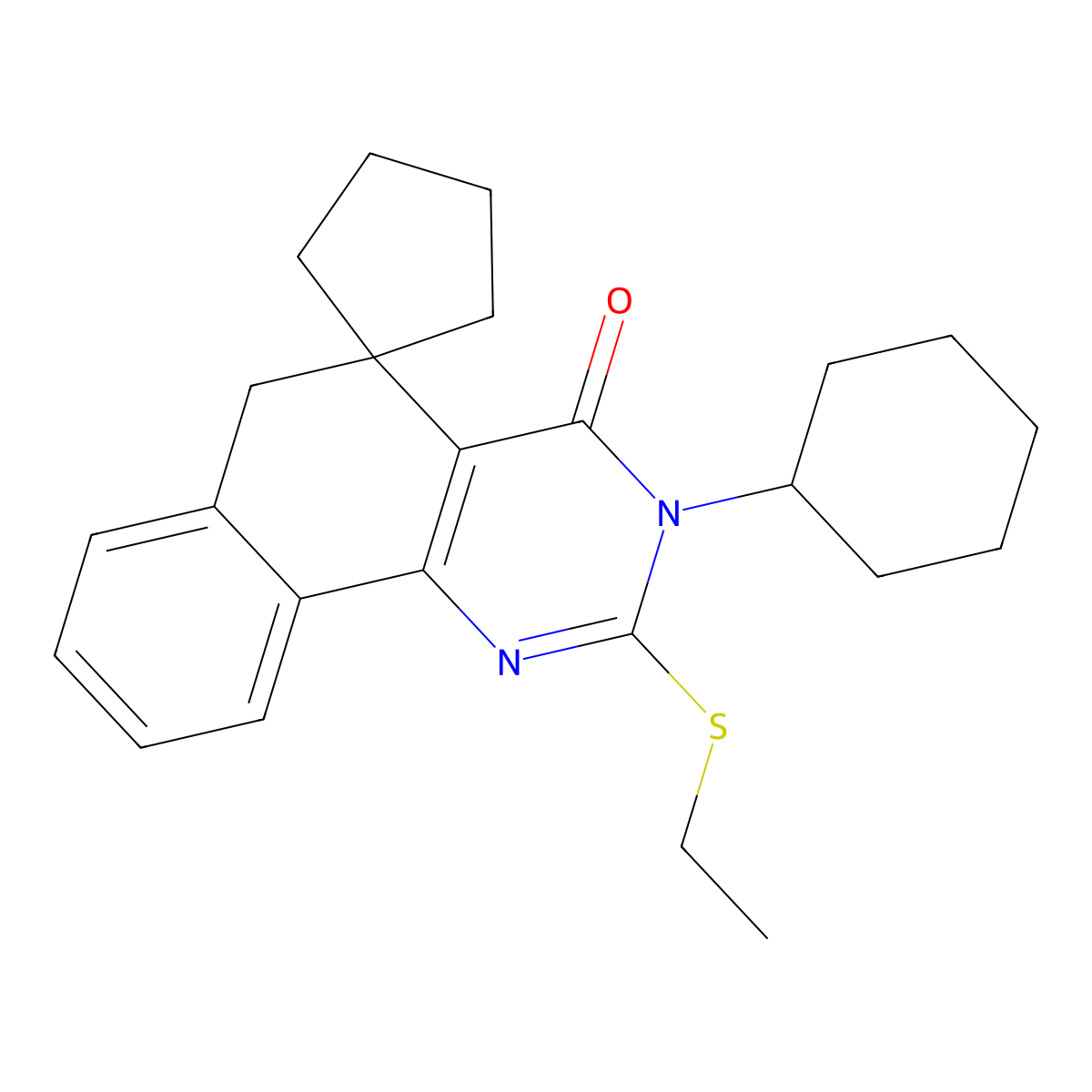 3-cyclohexyl-2-ethylsulfanylspiro[6H-benzo[h]quinazoline-5,1'-cyclopentane]-4-one molecular structure, CAS 328070-69-5