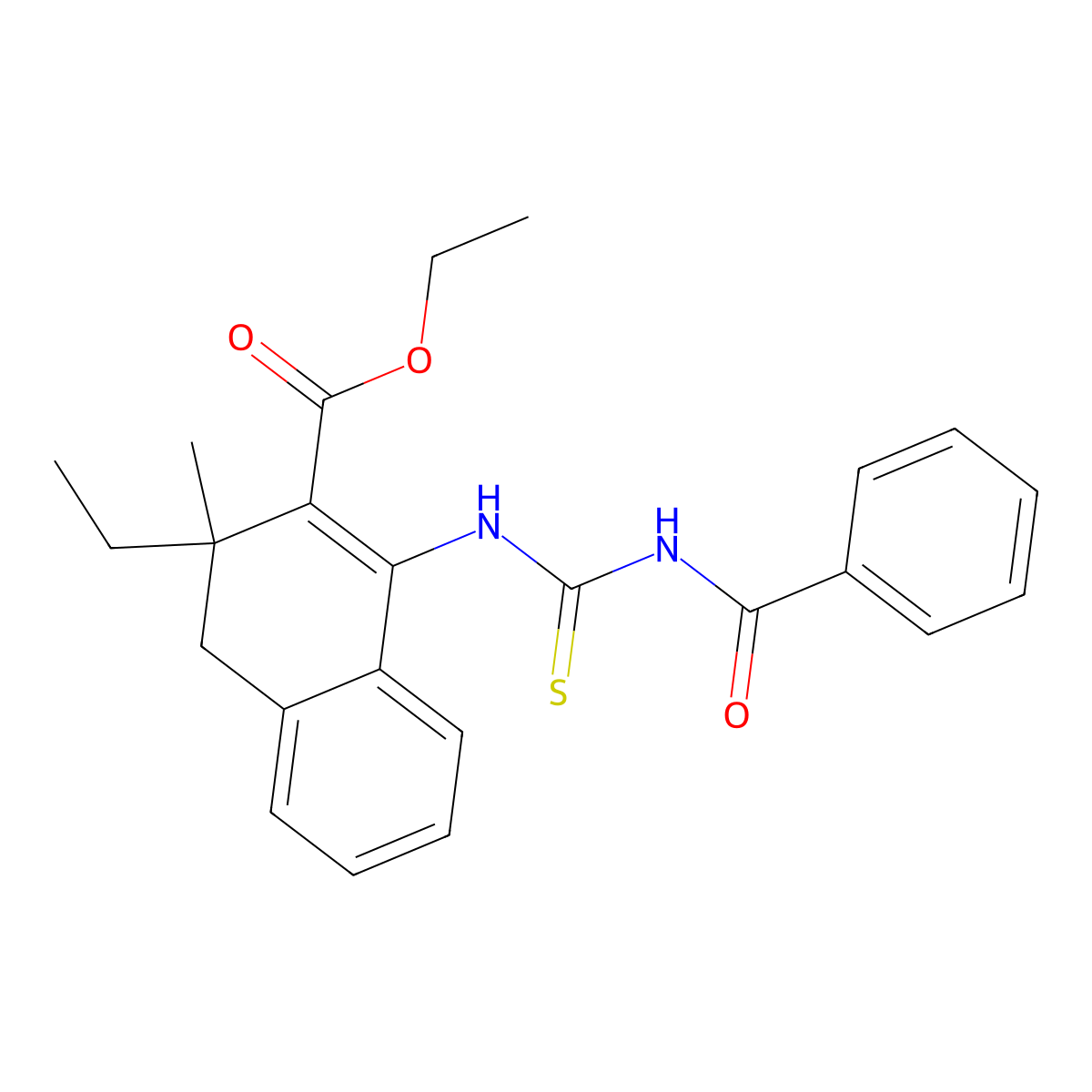 Ethyl 1-{[(benzoylamino)carbothioyl]amino}-3-ethyl-3-methyl-3,4-dihydro-2-naphthalenecarboxylate molecular structure, CAS 328070-75-3