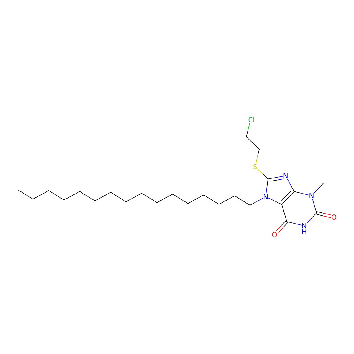 8-[(2-chloroethyl)sulfanyl]-7-hexadecyl-3-methyl-3,7-dihydro-1H-purine-2,6-dione molecular structure, CAS 328070-88-8