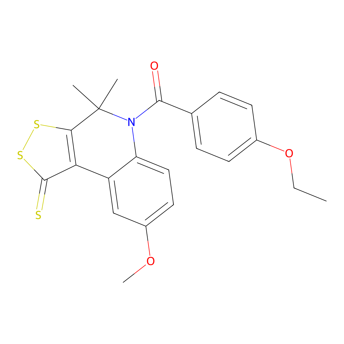 5-(4-ethoxybenzoyl)-8-methoxy-4,4-dimethyl-4,5-dihydro-1H-[1,2]dithiolo[3,4-c]quinoline-1-thione molecular structure, CAS 328070-96-8