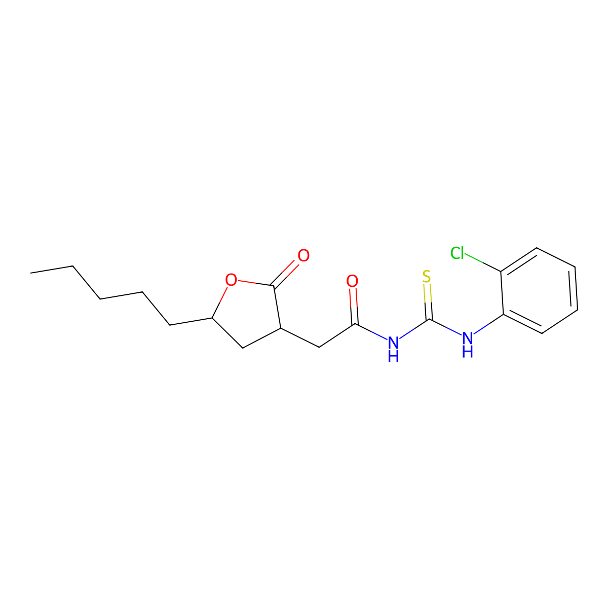 N-[(2-chlorophenyl)carbamothioyl]-2-(2-oxo-5-pentyloxolan-3-yl)acetamide molecular structure, CAS 328071-01-8