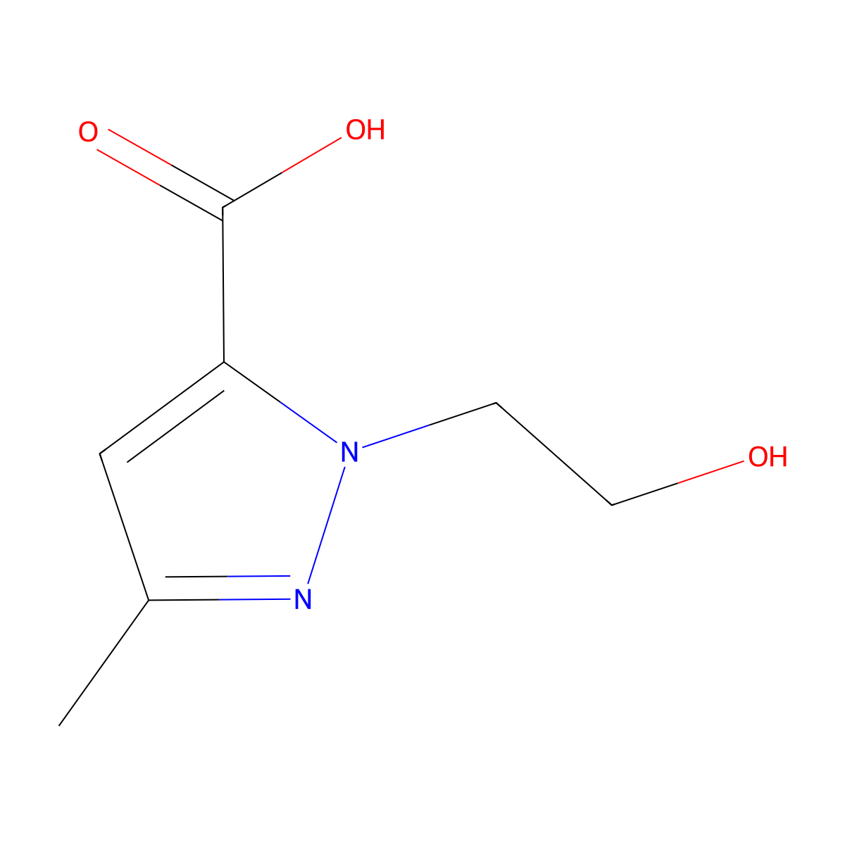 1-(2-Hydroxyethyl)-3-methyl-1H-pyrazole-5-carboxylic acid molecular structure, CAS 328071-25-6