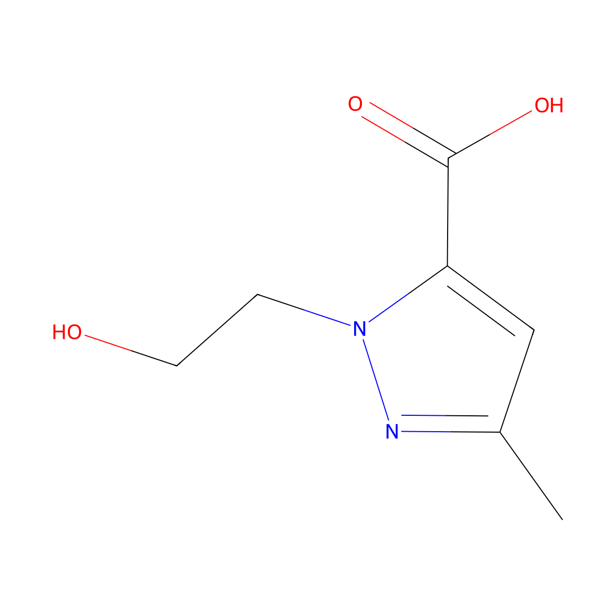 1-(2-Hydroxyethyl)-3-methyl-1H-pyrazole-5-carboxylic acid molecular structure, CAS 328071-25-6