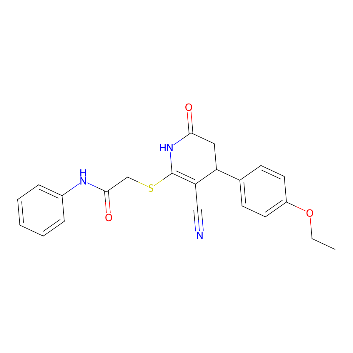 2-[[5-cyano-4-(4-ethoxyphenyl)-2-oxo-3,4-dihydro-1H-pyridin-6-yl]sulfanyl]-N-phenylacetamide molecular structure, CAS 328071-36-9