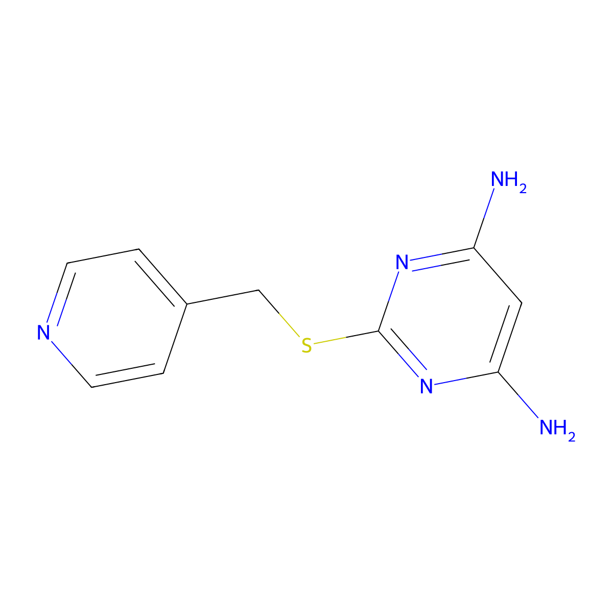 2-((Pyridin-4-ylmethyl)thio)pyrimidine-4,6-diamine molecular structure, CAS 328071-52-9