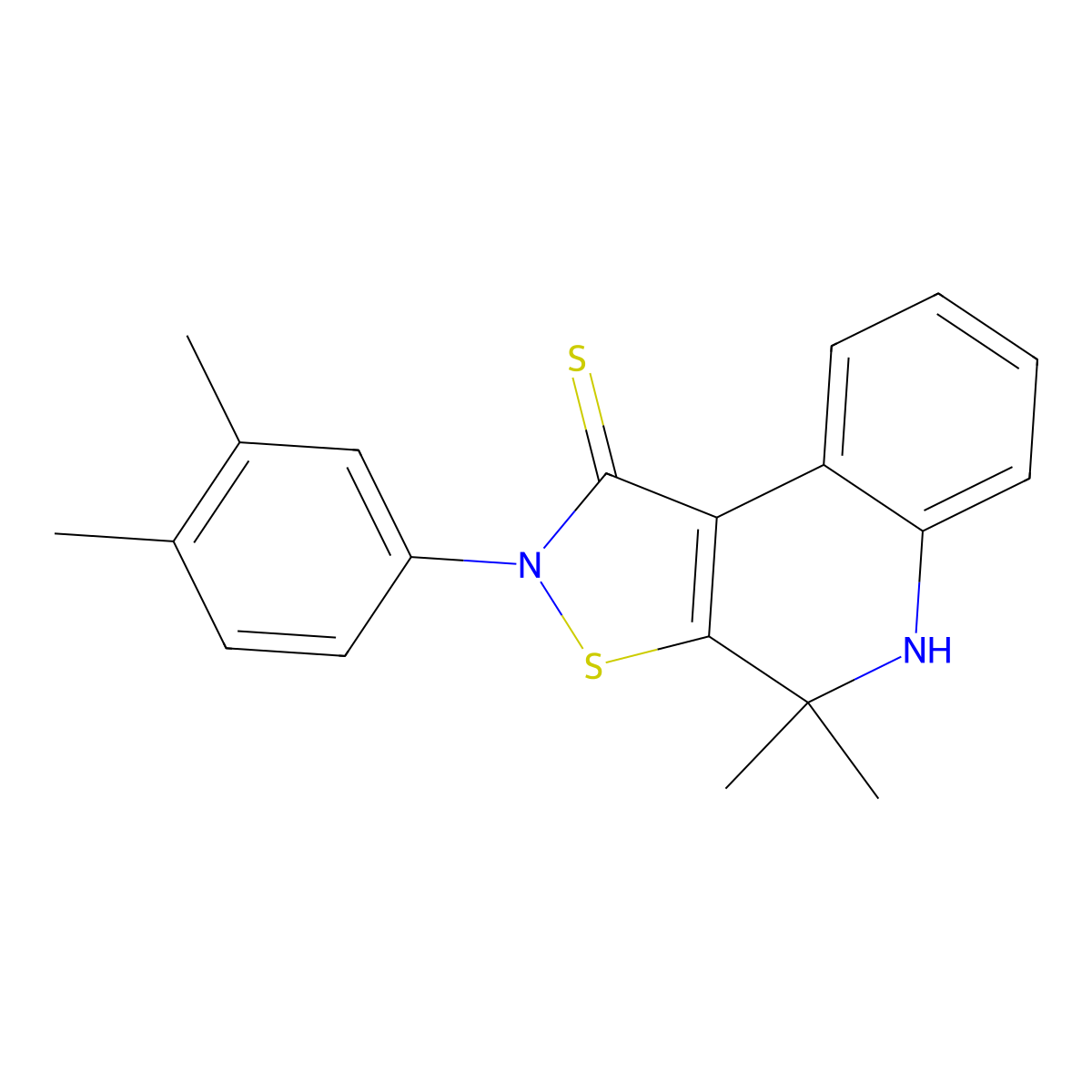 2-(3,4-dimethylphenyl)-4,4-dimethyl-4,5-dihydroisothiazolo[5,4-c]quinoline-1(2H)-thione molecular structure, CAS 328071-72-3