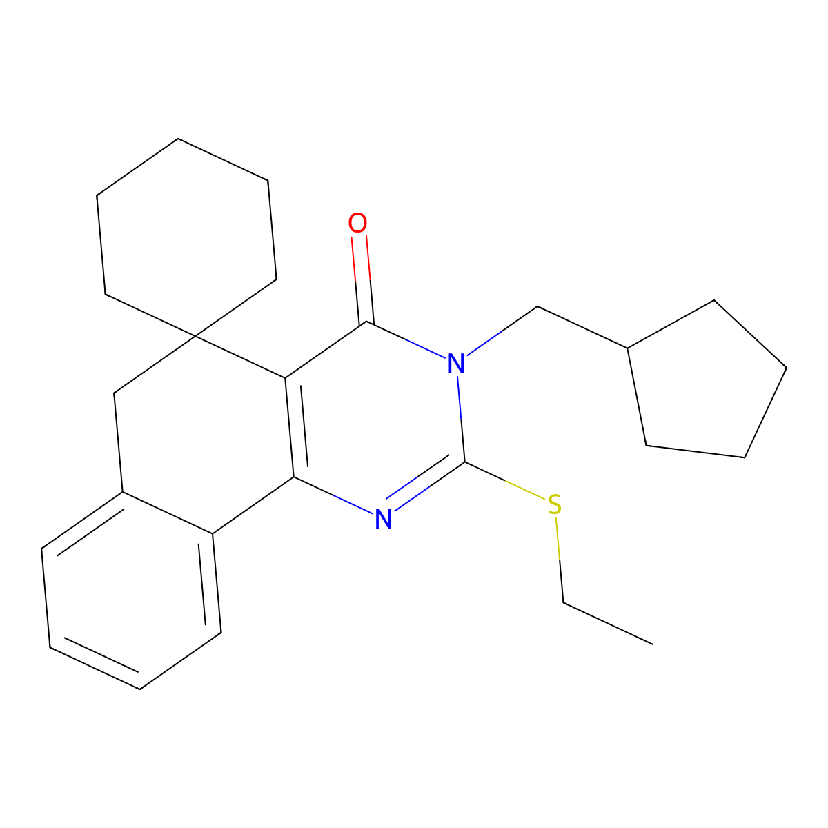 3-(cyclopentylmethyl)-2-ethylsulfanylspiro[6H-benzo[h]quinazoline-5,1'-cyclohexane]-4-one molecular structure, CAS 328071-78-9