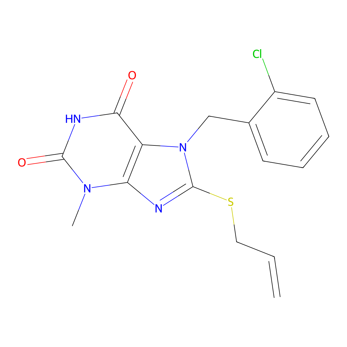 8-(allylthio)-7-(2-chlorobenzyl)-3-methyl-1H-purine-2,6(3H,7H)-dione molecular structure, CAS 328071-90-5