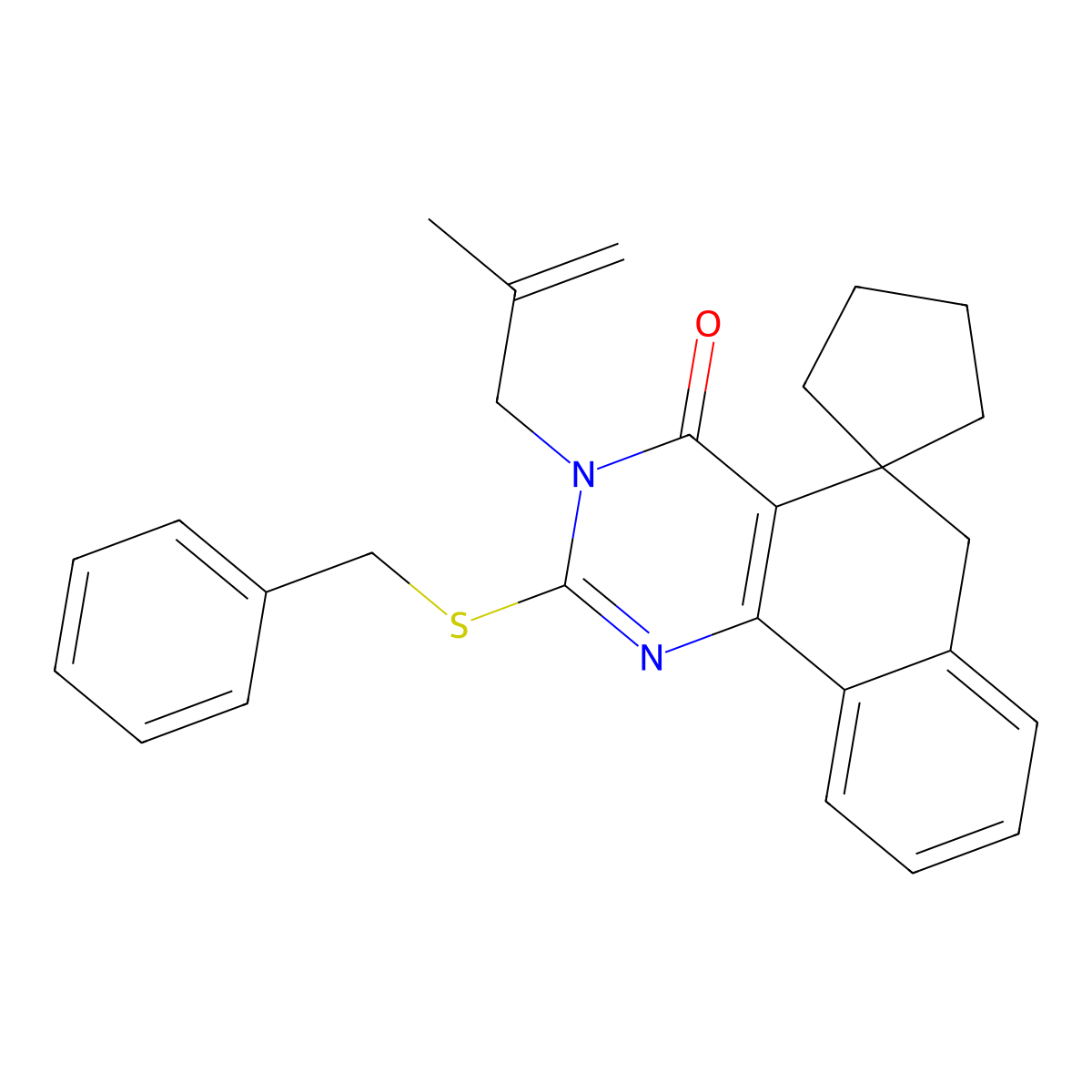 2-(benzylsulfanyl)-3-(2-methyl-2-propenyl)-5,6-dihydrospiro(benzo[h]quinazoline-5,1'-cyclopentane)-4(3H)-one molecular structure, CAS 328072-18-0