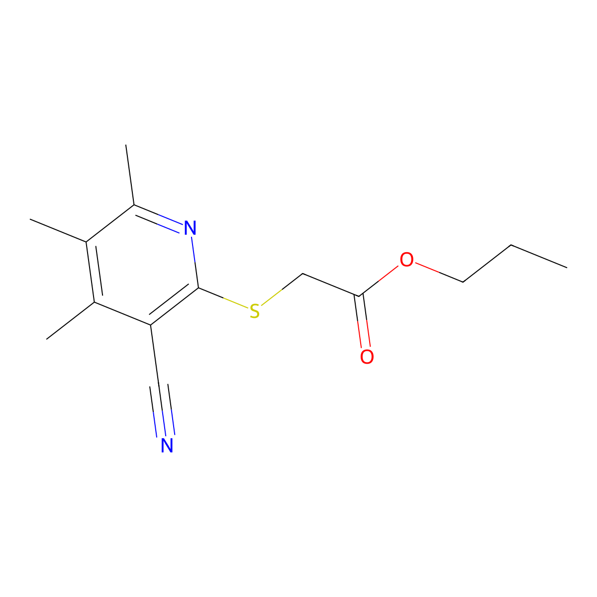 Propyl 2-(3-cyano-4,5,6-trimethylpyridin-2-yl)sulfanylacetate molecular structure, CAS 328072-33-9