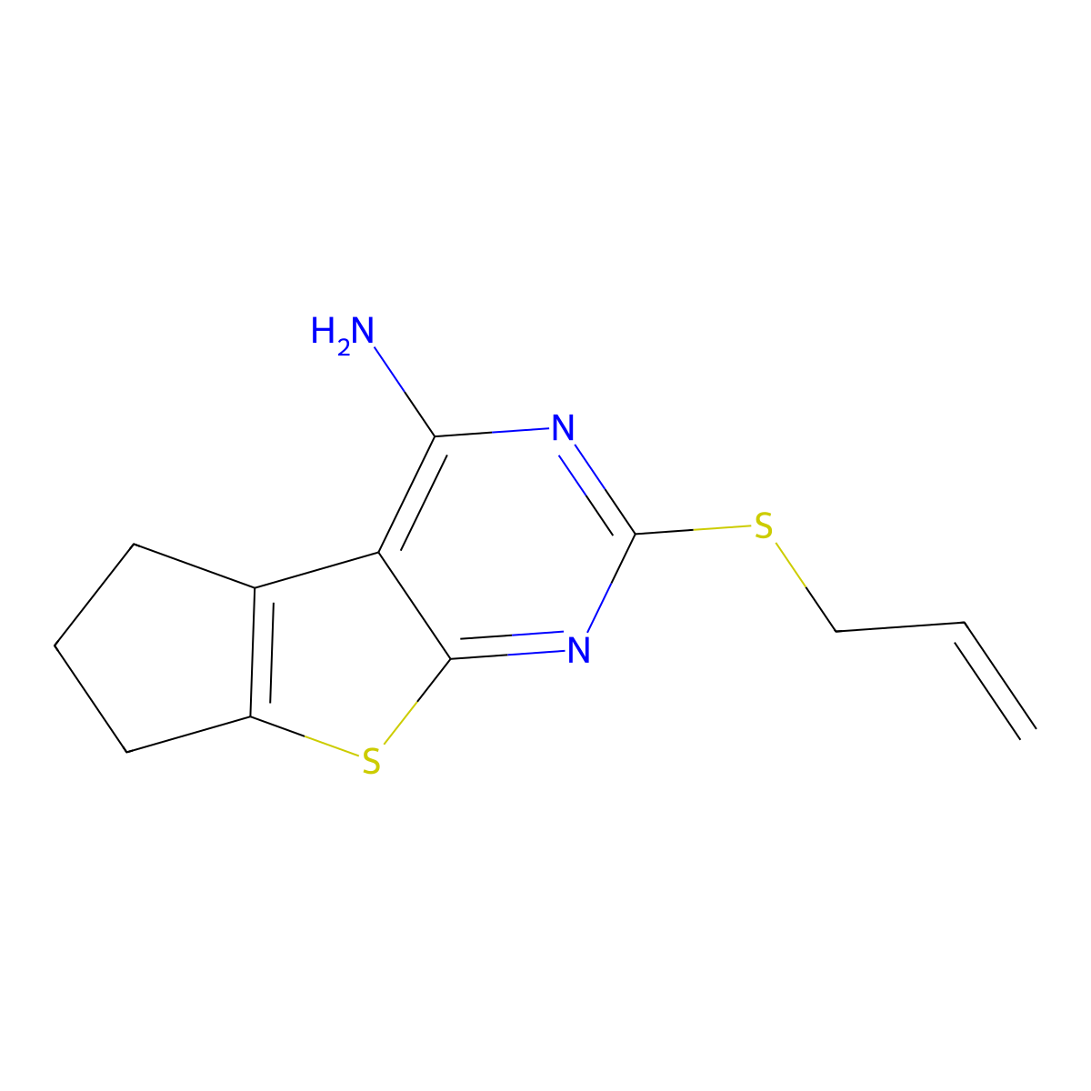 2-(prop-2-en-1-ylsulfanyl)-6,7-dihydro-5H-cyclopenta[4,5]thieno[2,3-d]pyrimidin-4-amine molecular structure, CAS 328072-40-8