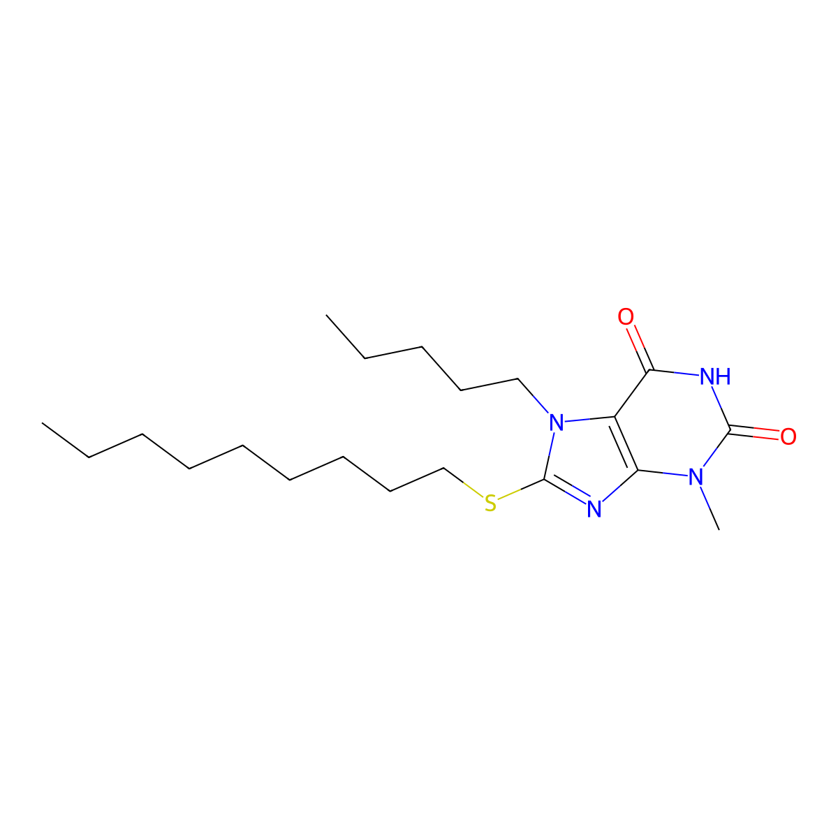 3-Methyl-8-nonylsulfanyl-7-pentylpurine-2,6-dione molecular structure, CAS 328072-51-1