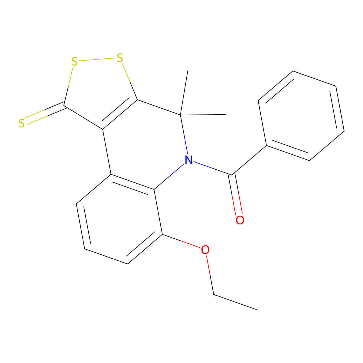 5-benzoyl-6-ethoxy-4,4-dimethyl-4,5-dihydro-1H-[1,2]dithiolo[3,4-c]quinoline-1-thione molecular structure, CAS 328072-73-7