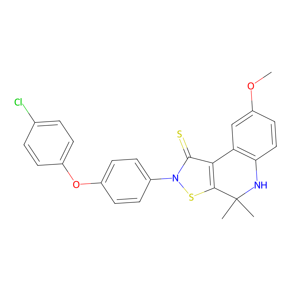 2-[4-(4-chlorophenoxy)phenyl]-8-methoxy-4,4-dimethyl-4,5-dihydroisothiazolo[5,4-c]quinoline-1(2H)-thione molecular structure, CAS 328072-79-3