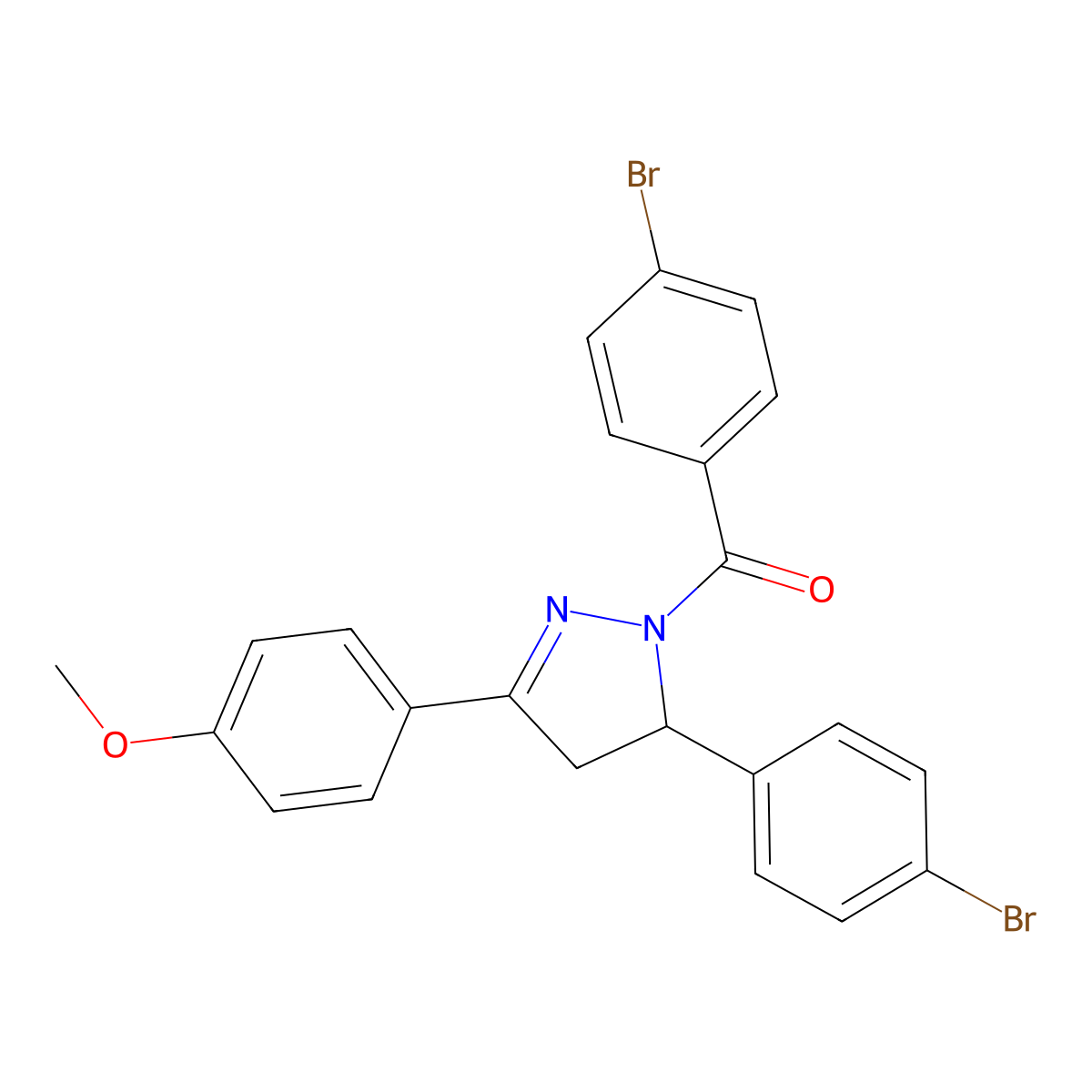 (4-bromophenyl)(5-(4-bromophenyl)-3-(4-methoxyphenyl)-4,5-dihydro-1H-pyrazol-1-yl)methanone molecular structure, CAS 328076-68-2