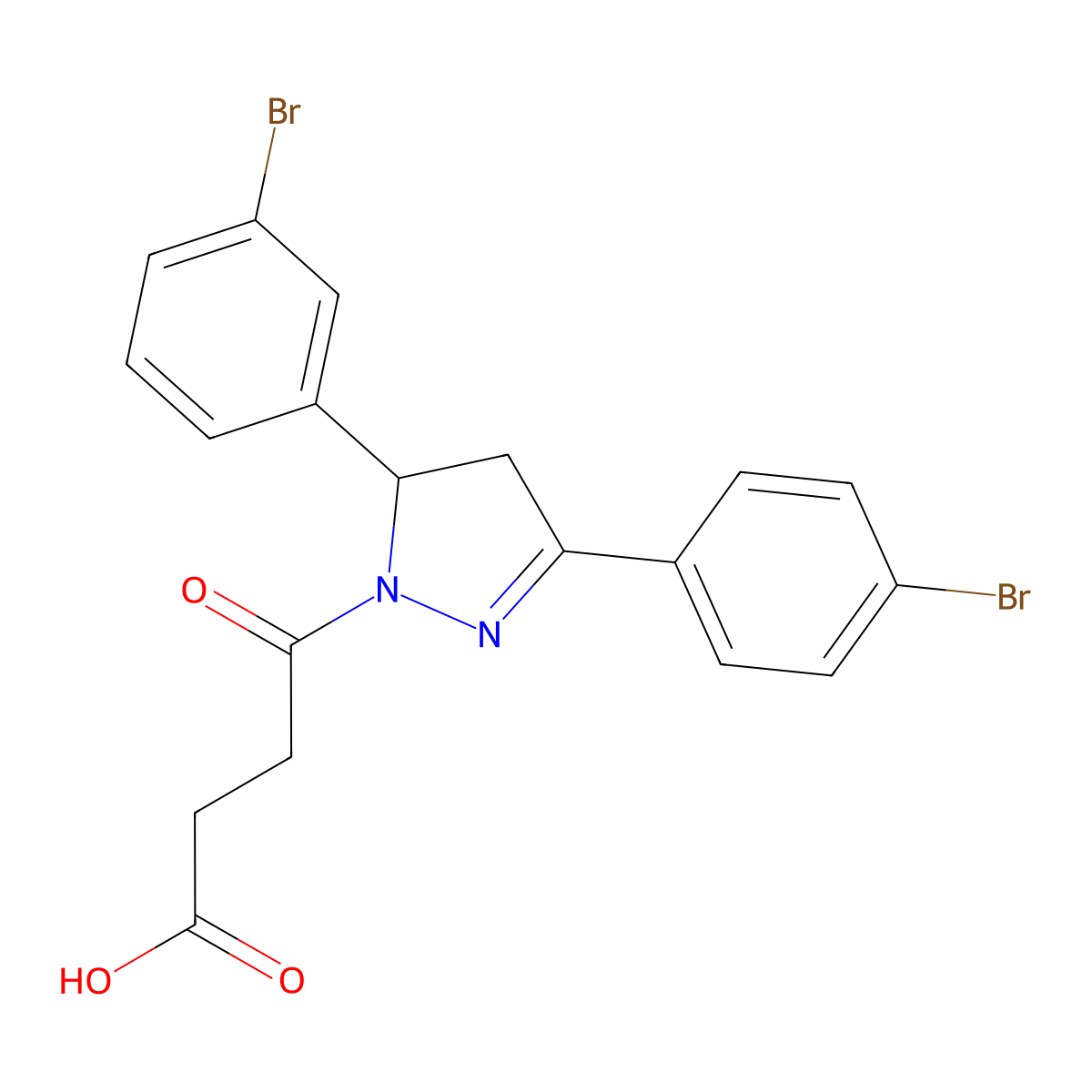 4-(5-(3-bromophenyl)-3-(4-bromophenyl)-4,5-dihydro-1H-pyrazol-1-yl)-4-oxobutanoic acid molecular structure, CAS 328076-71-7