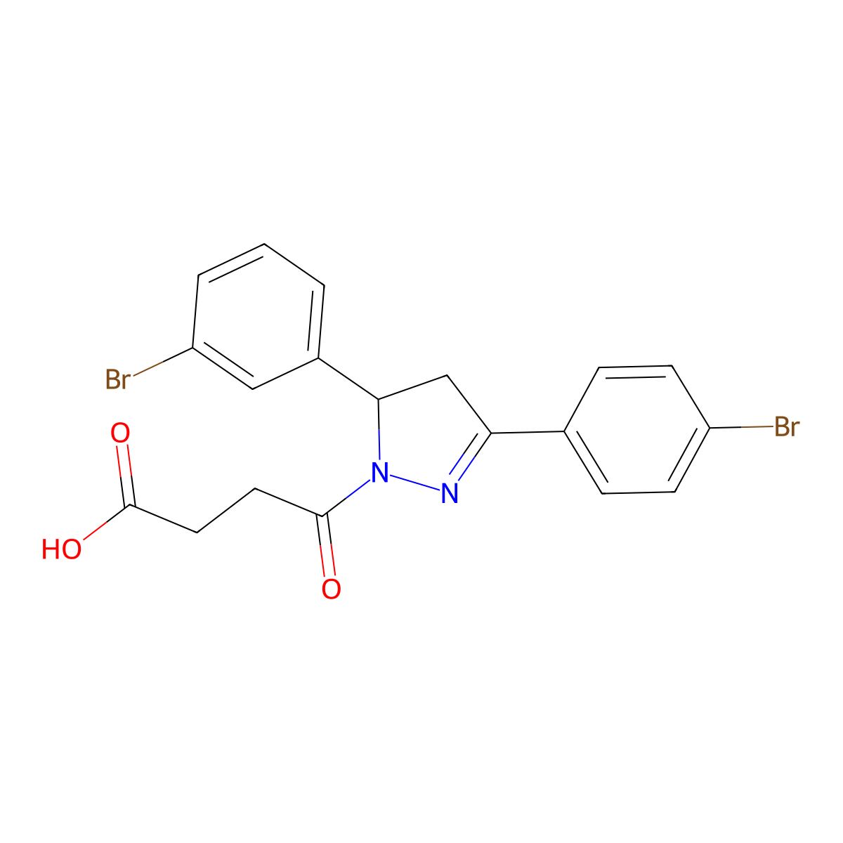 4-(5-(3-bromophenyl)-3-(4-bromophenyl)-4,5-dihydro-1H-pyrazol-1-yl)-4-oxobutanoic acid molecular structure, CAS 328076-71-7