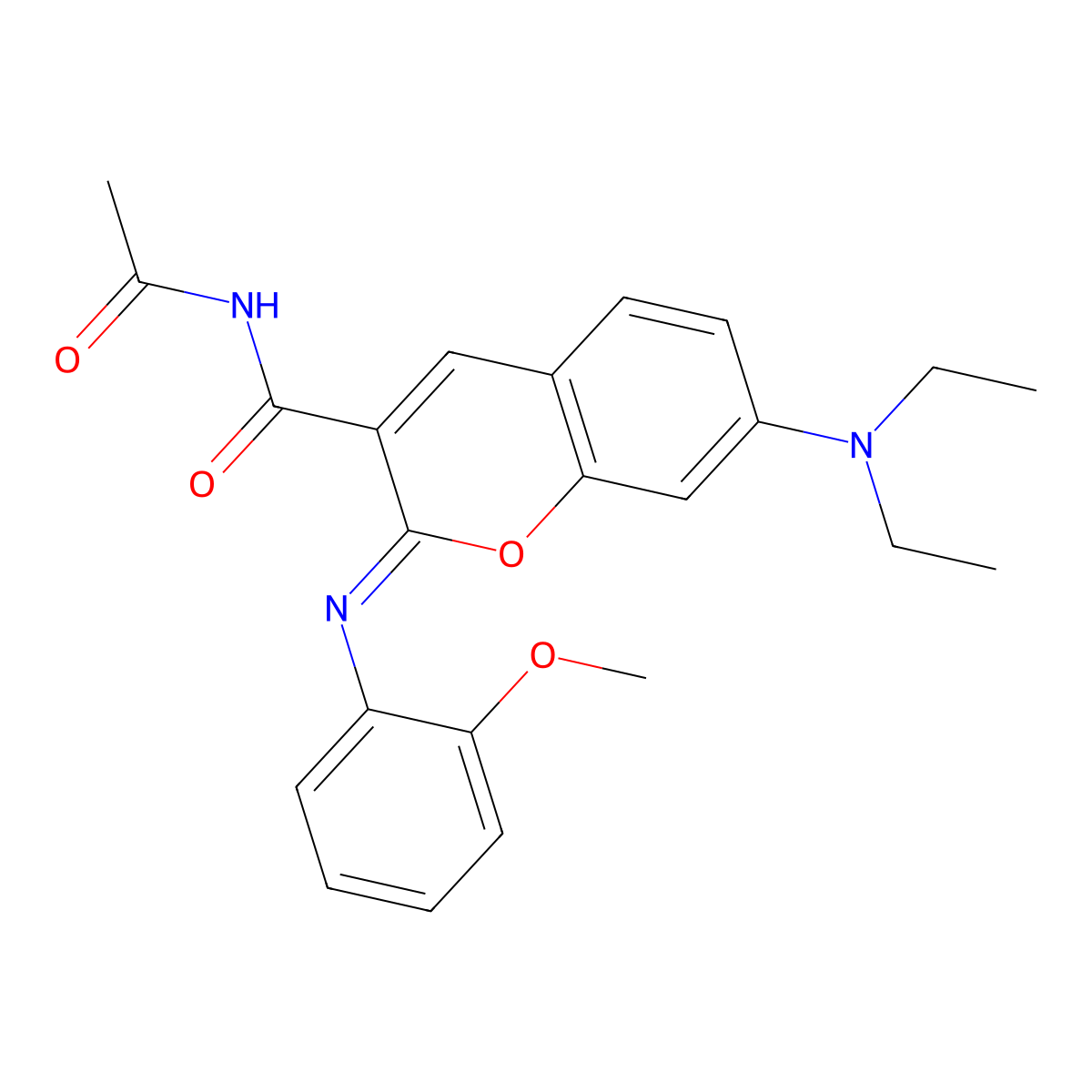 (2Z)-N-acetyl-7-(diethylamino)-2-[(2-methoxyphenyl)imino]-2H-chromene-3-carboxamide molecular structure, CAS 328077-40-3