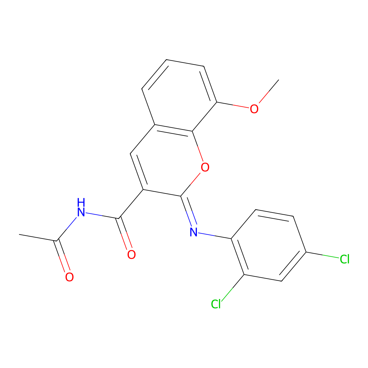 (2Z)-N-acetyl-2-[(2,4-dichlorophenyl)imino]-8-methoxy-2H-chromene-3-carboxamide molecular structure, CAS 328077-46-9