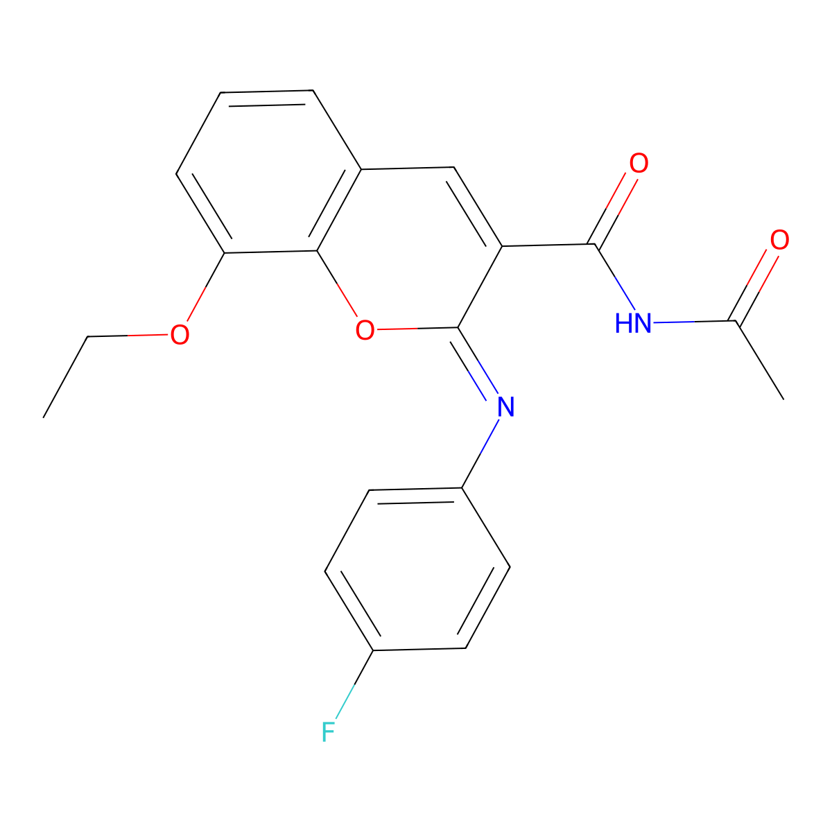 N-acetyl-8-ethoxy-2-(4-fluorophenyl)iminochromene-3-carboxamide molecular structure, CAS 328077-50-5