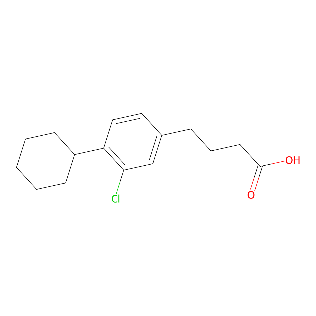 Butyric acid, 4-(3-chloro-4-cyclohexylphenyl)- molecular structure, CAS 32808-68-7