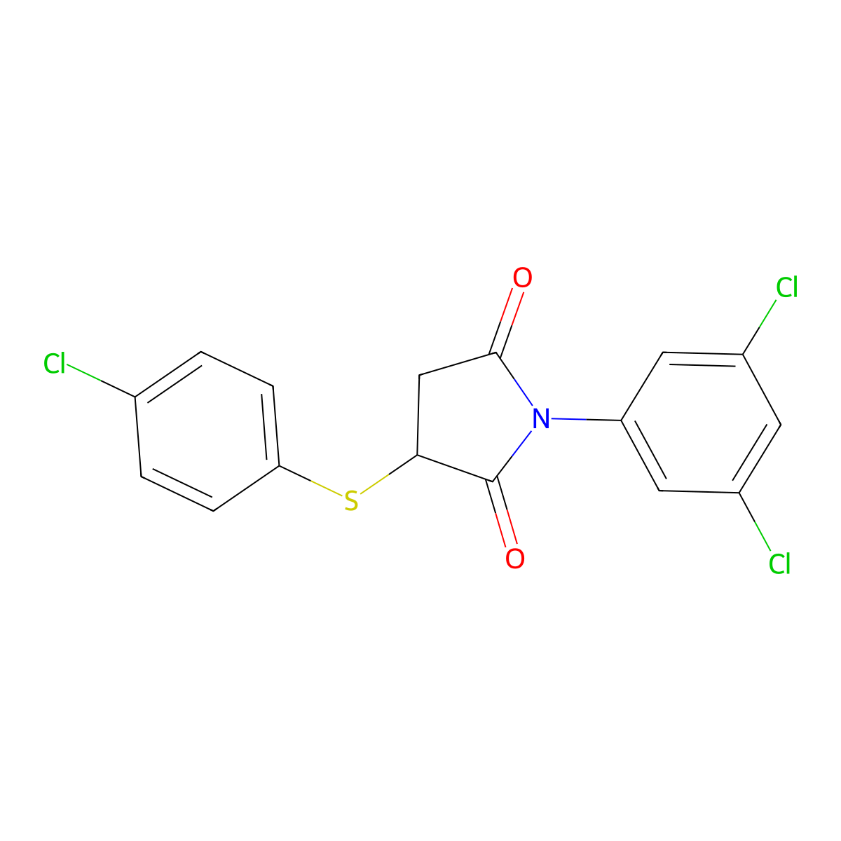 3-(4-Chlorophenyl)sulfanyl-1-(3,5-dichlorophenyl)pyrrolidine-2,5-dione molecular structure, CAS 32809-05-5