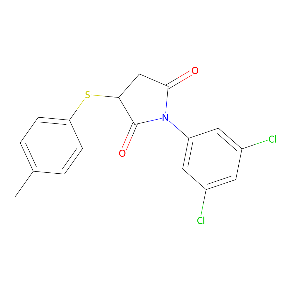1-(3,5-Dichlorophenyl)-3-(4-methylphenyl)sulfanylpyrrolidine-2,5-dione molecular structure, CAS 32809-06-6