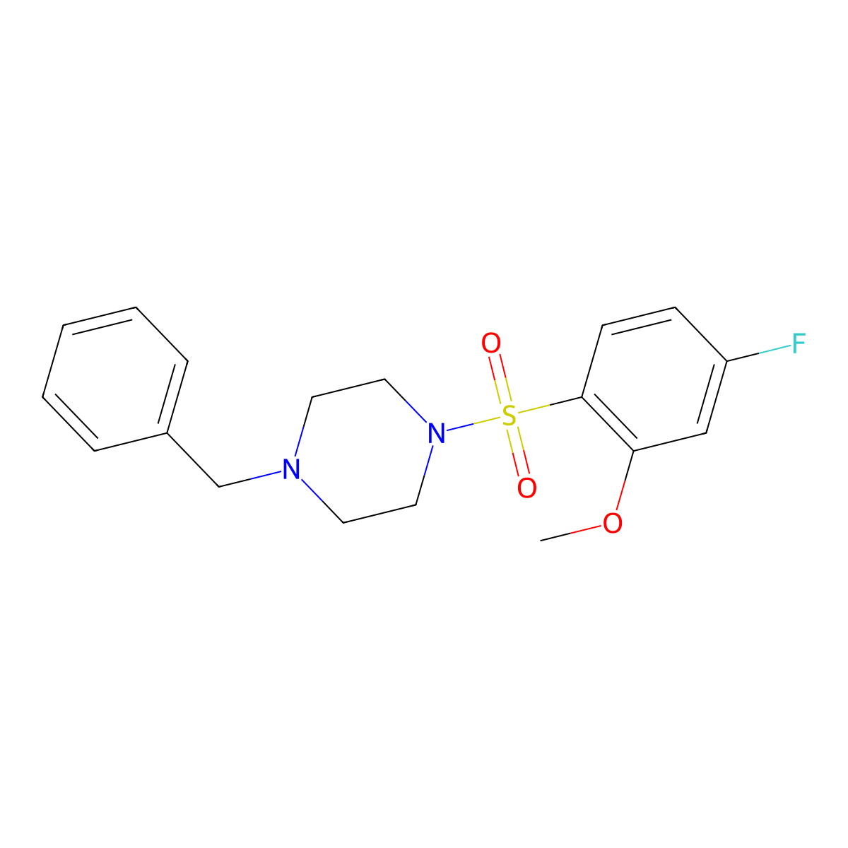 1-Benzyl-4-(4-fluoro-2-methoxyphenyl)sulfonylpiperazine molecular structure, CAS 328090-06-8