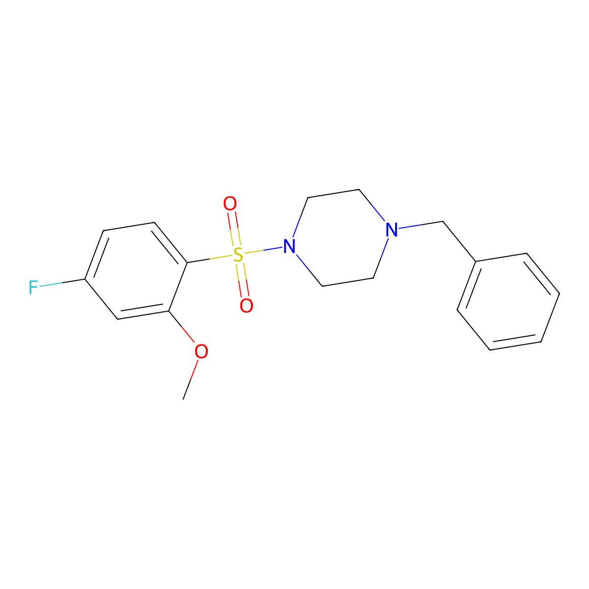 1-Benzyl-4-(4-fluoro-2-methoxyphenyl)sulfonylpiperazine molecular structure, CAS 328090-06-8