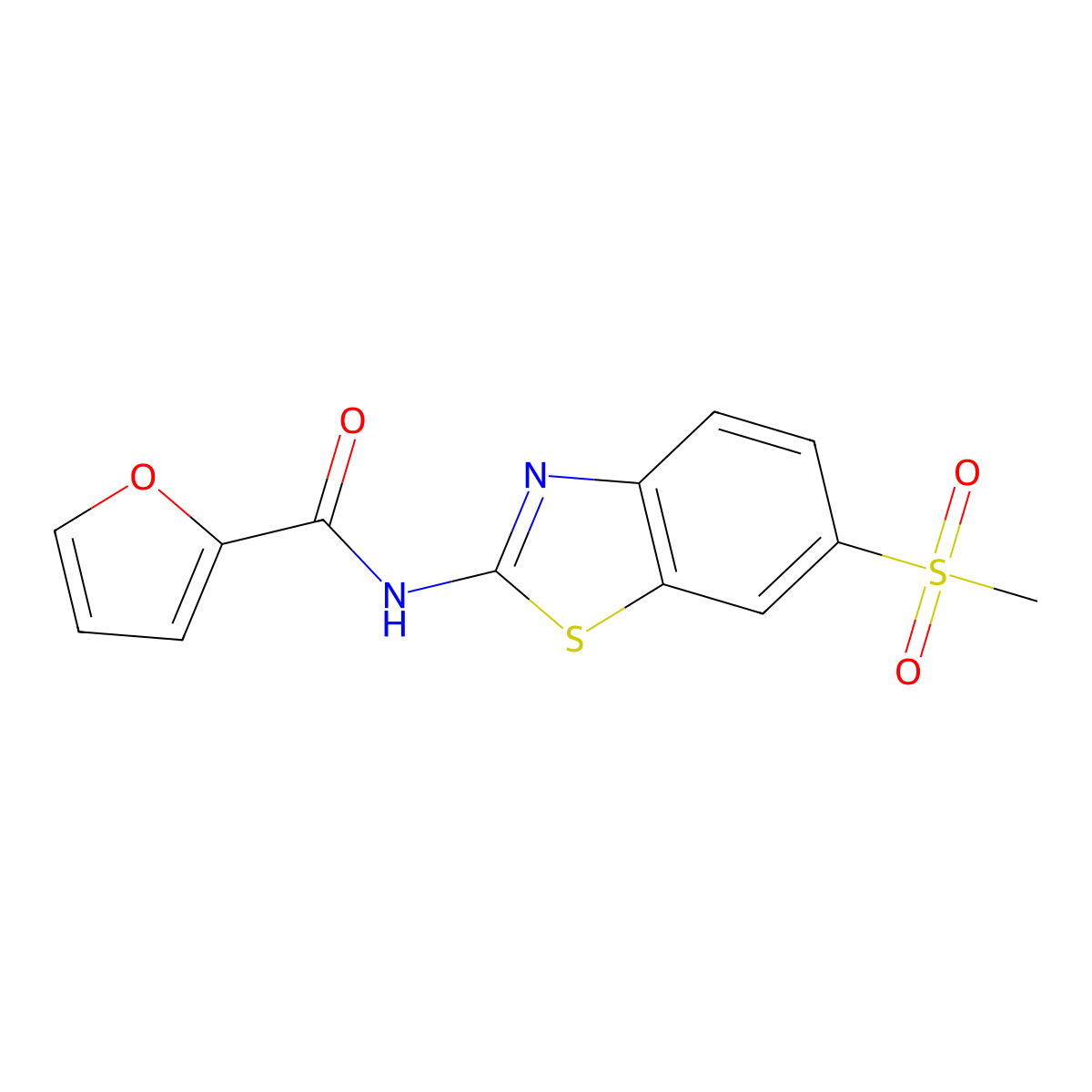 N-(6-methanesulfonyl-1,3-benzothiazol-2-yl)furan-2-carboxamide molecular structure, CAS 328090-11-5