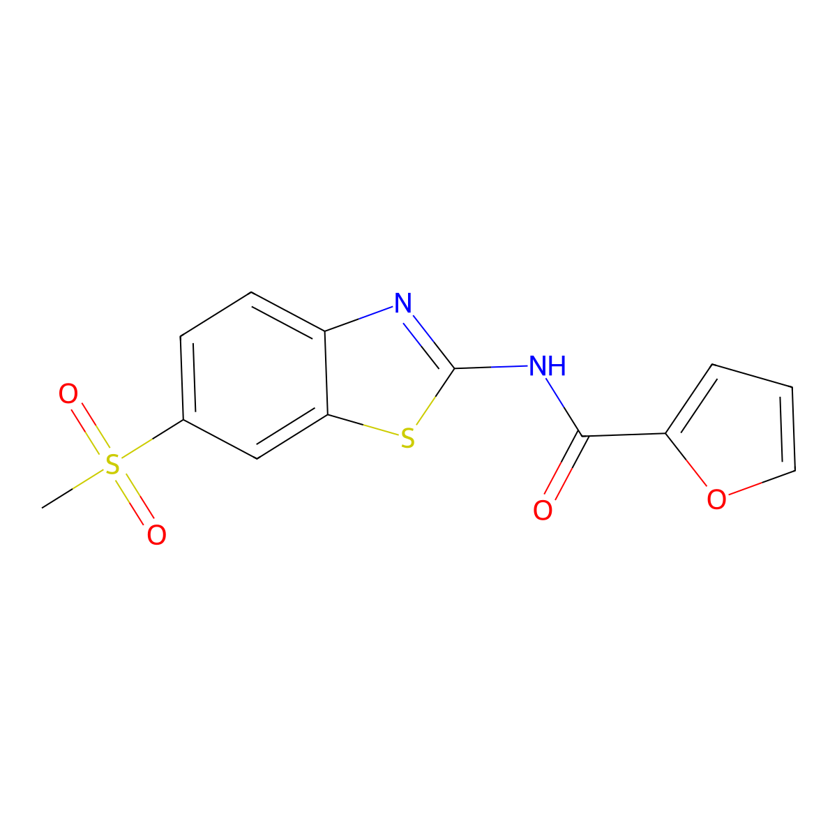 N-(6-methanesulfonyl-1,3-benzothiazol-2-yl)furan-2-carboxamide molecular structure, CAS 328090-11-5