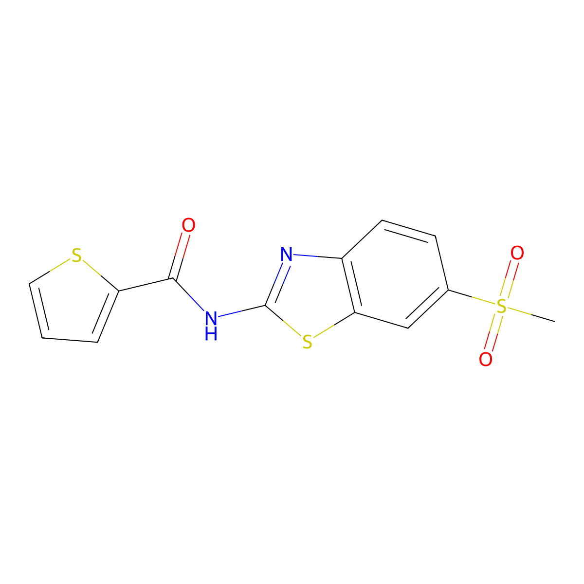 N-(6-methanesulfonyl-1,3-benzothiazol-2-yl)thiophene-2-carboxamide molecular structure, CAS 328090-12-6