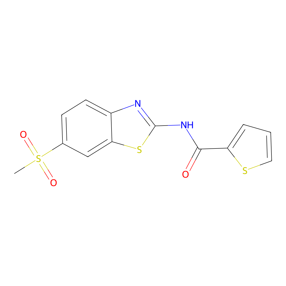 N-(6-methanesulfonyl-1,3-benzothiazol-2-yl)thiophene-2-carboxamide molecular structure, CAS 328090-12-6