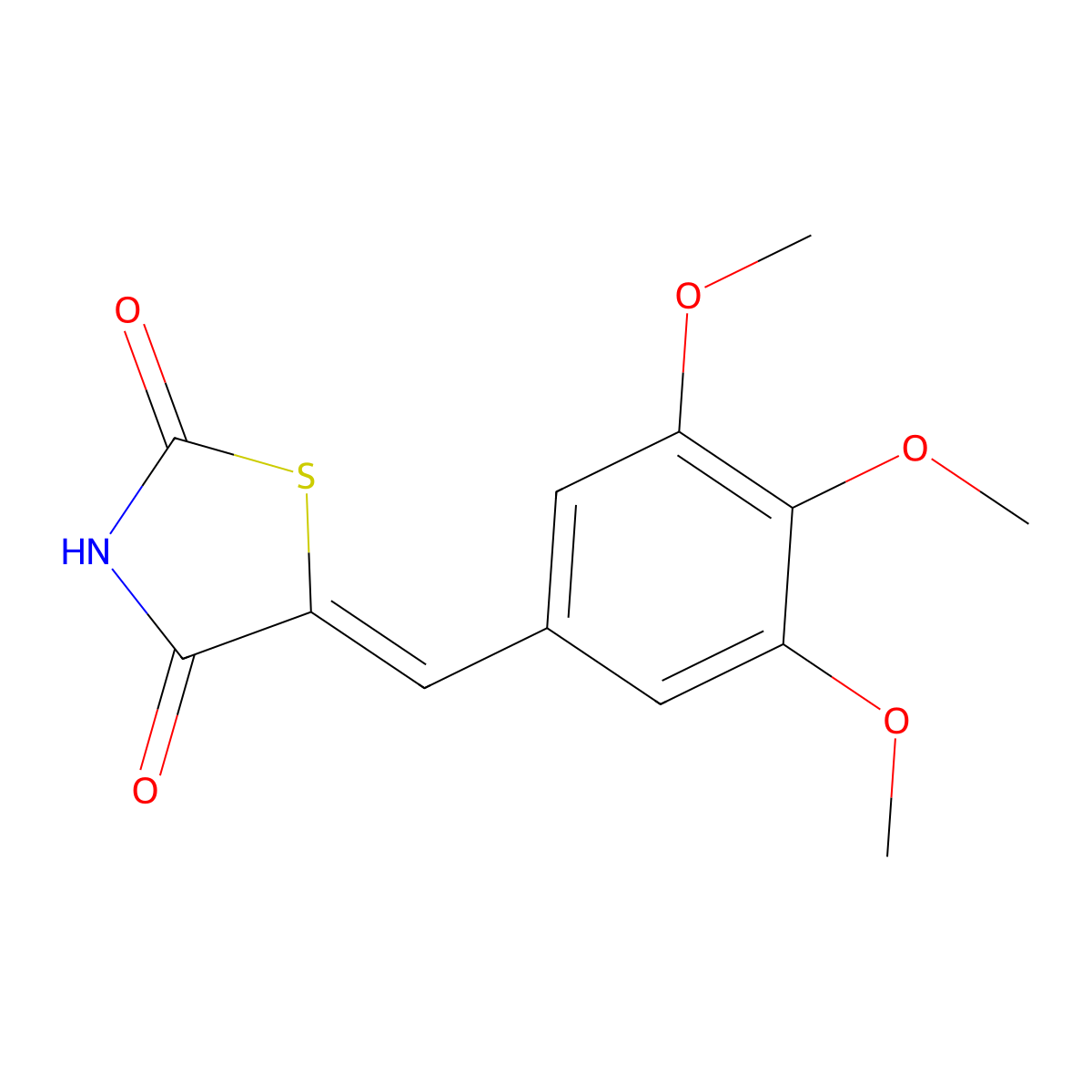 5-((3,4,5-Trimethoxyphenyl)methylene)-2,4-thiazolidinedione molecular structure, CAS 328090-50-2