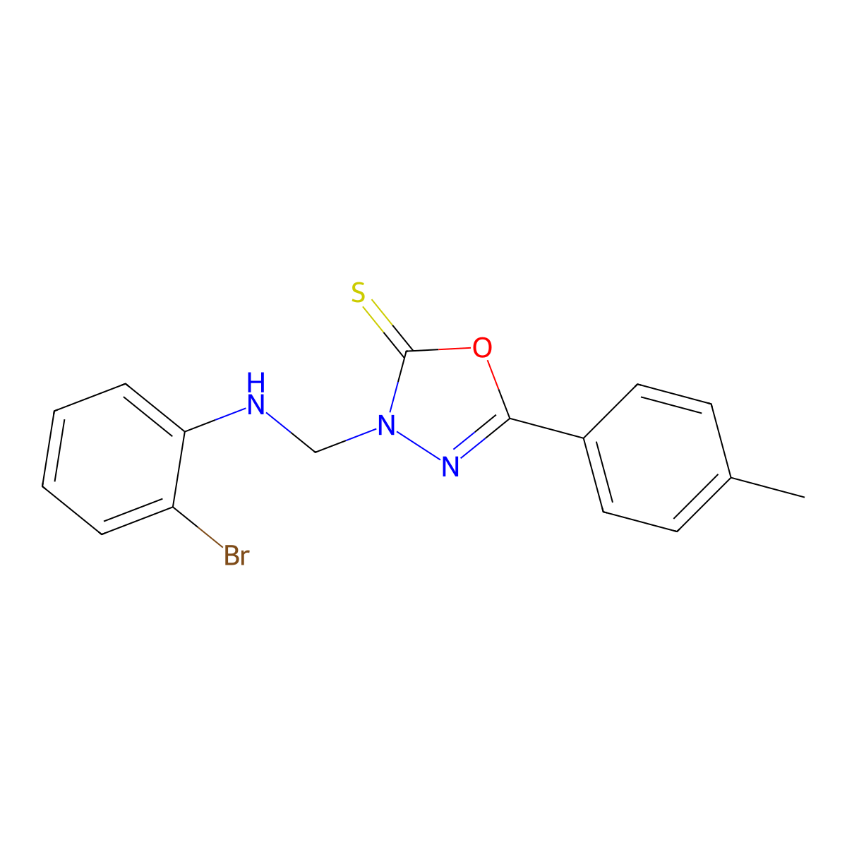 3-[(2-Bromoanilino)methyl]-5-(4-methylphenyl)-1,3,4-oxadiazole-2-thione molecular structure, CAS 328090-64-8