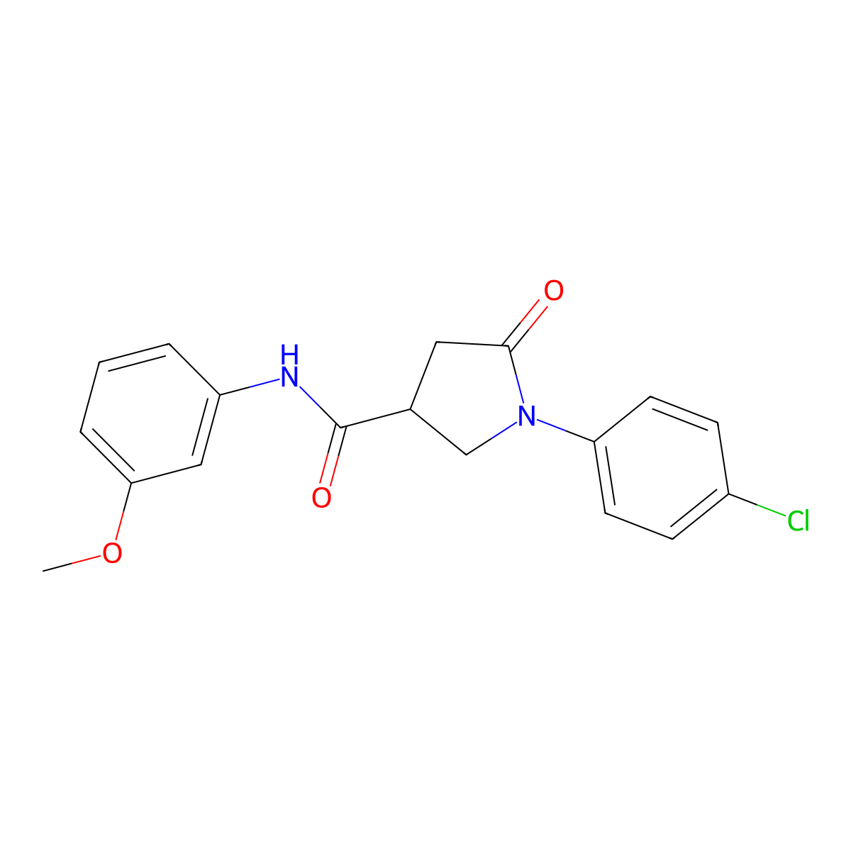 1-(4-chlorophenyl)-N-(3-methoxyphenyl)-5-oxo-3-pyrrolidinecarboxamide molecular structure, CAS 328090-78-4