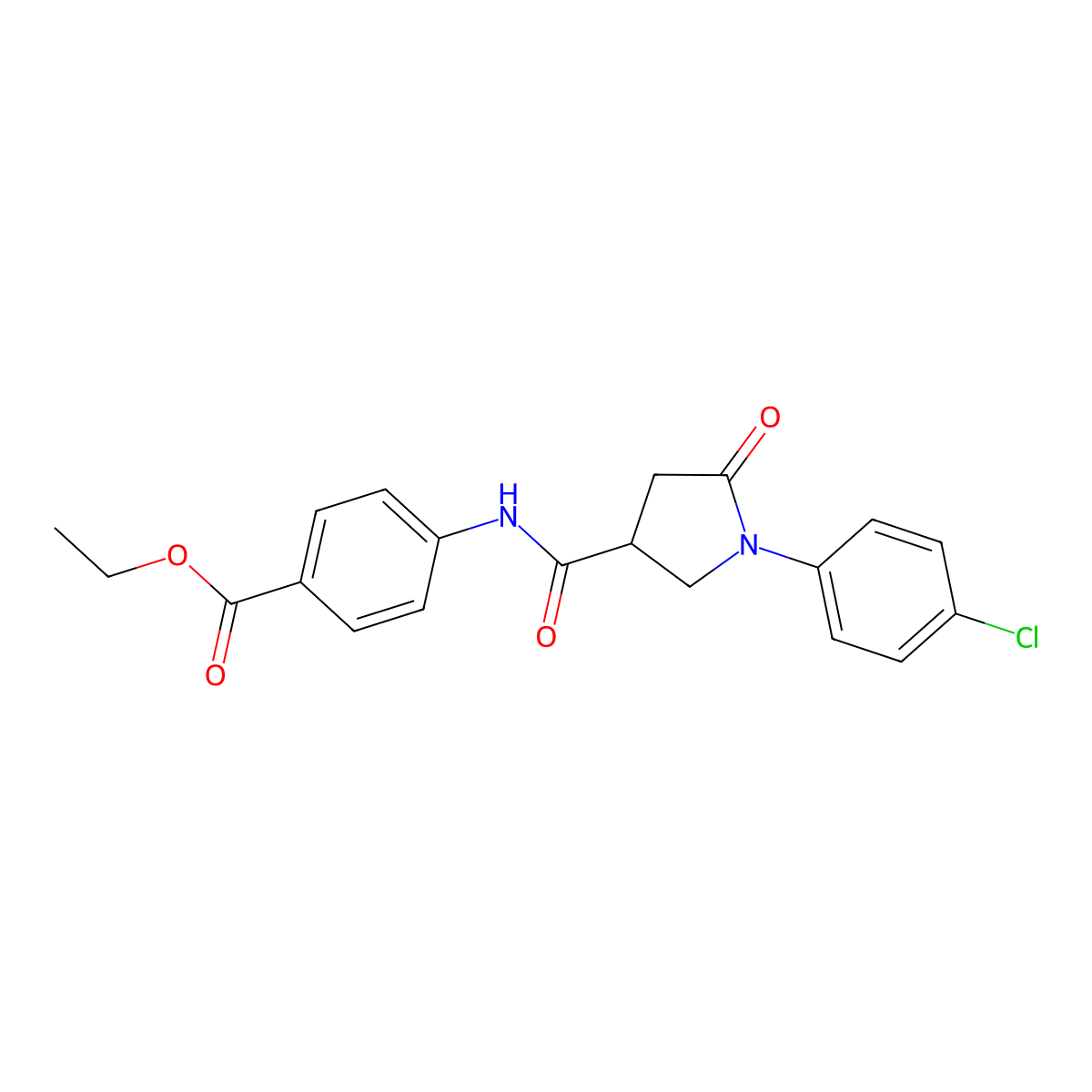 Ethyl 4-({[1-(4-chlorophenyl)-5-oxopyrrolidin-3-yl]carbonyl}amino)benzoate molecular structure, CAS 328090-80-8