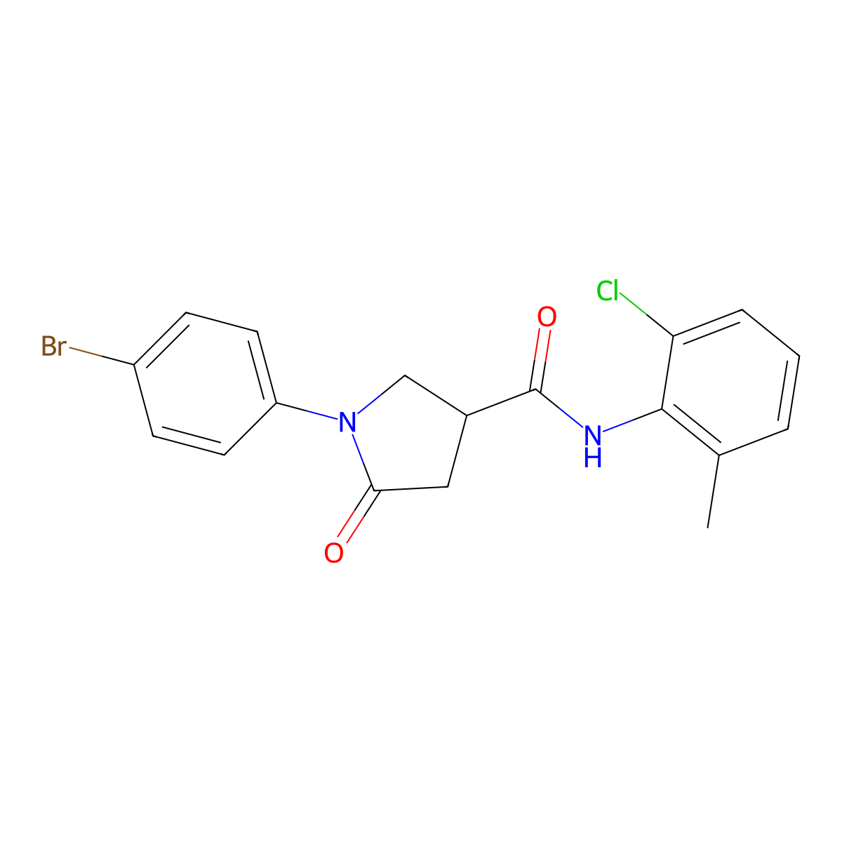 1-(4-bromophenyl)-N-(2-chloro-6-methylphenyl)-5-oxopyrrolidine-3-carboxamide molecular structure, CAS 328090-81-9