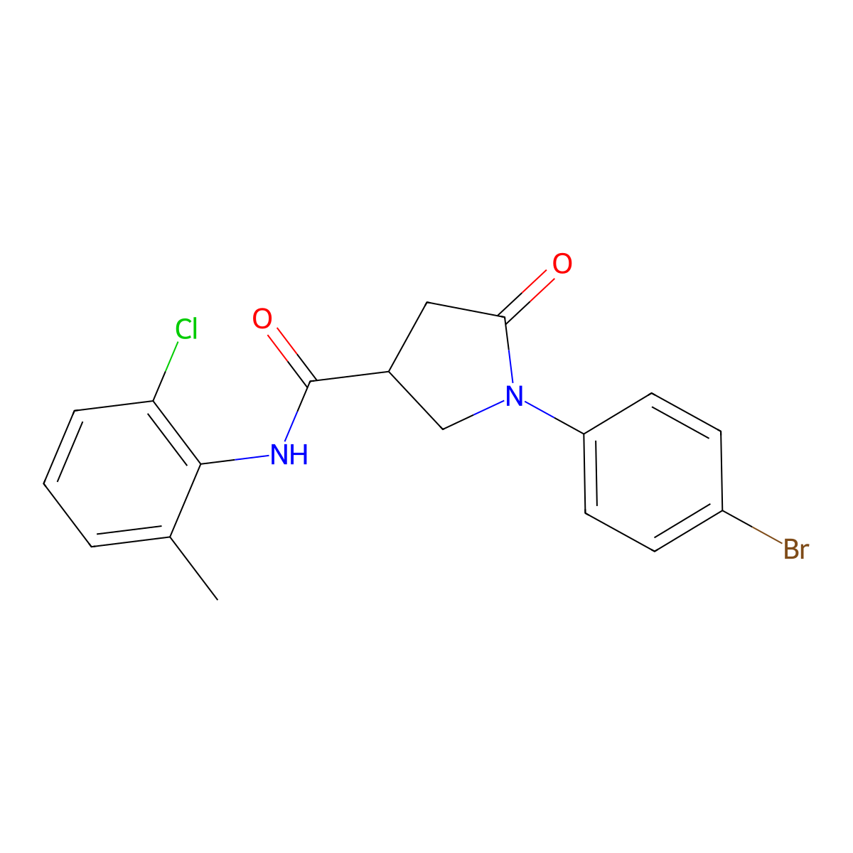 1-(4-bromophenyl)-N-(2-chloro-6-methylphenyl)-5-oxopyrrolidine-3-carboxamide molecular structure, CAS 328090-81-9