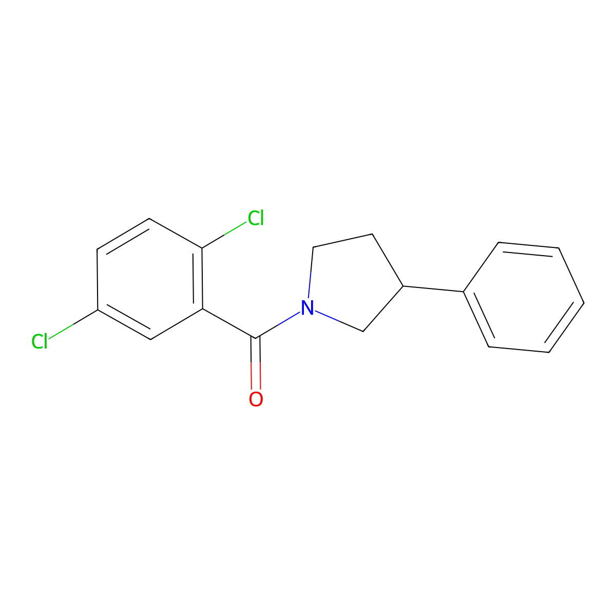 (2,5-Dichlorophenyl)-(3-phenylpyrrolidin-1-yl)methanone molecular structure, CAS 328091-11-8