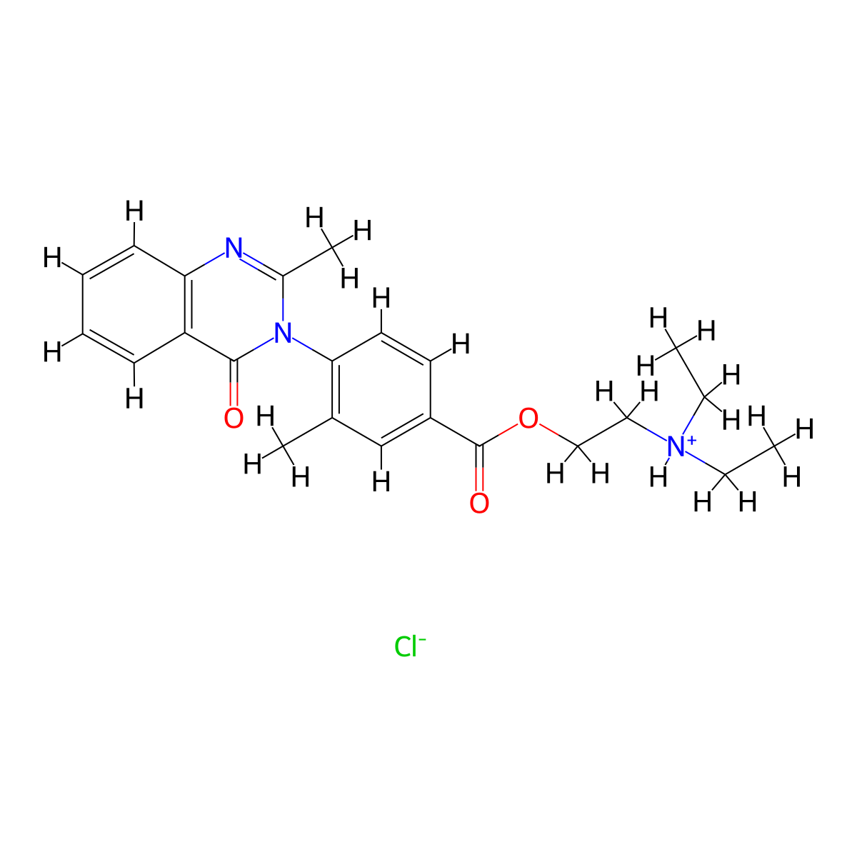 Benzoic acid, 3-methyl-4-(2-methyl-4-oxo-3(4H)-quinazolinyl)-, 2-(diethylamino)ethyl ester, monohydrochloride molecular structure, CAS 3281-77-4