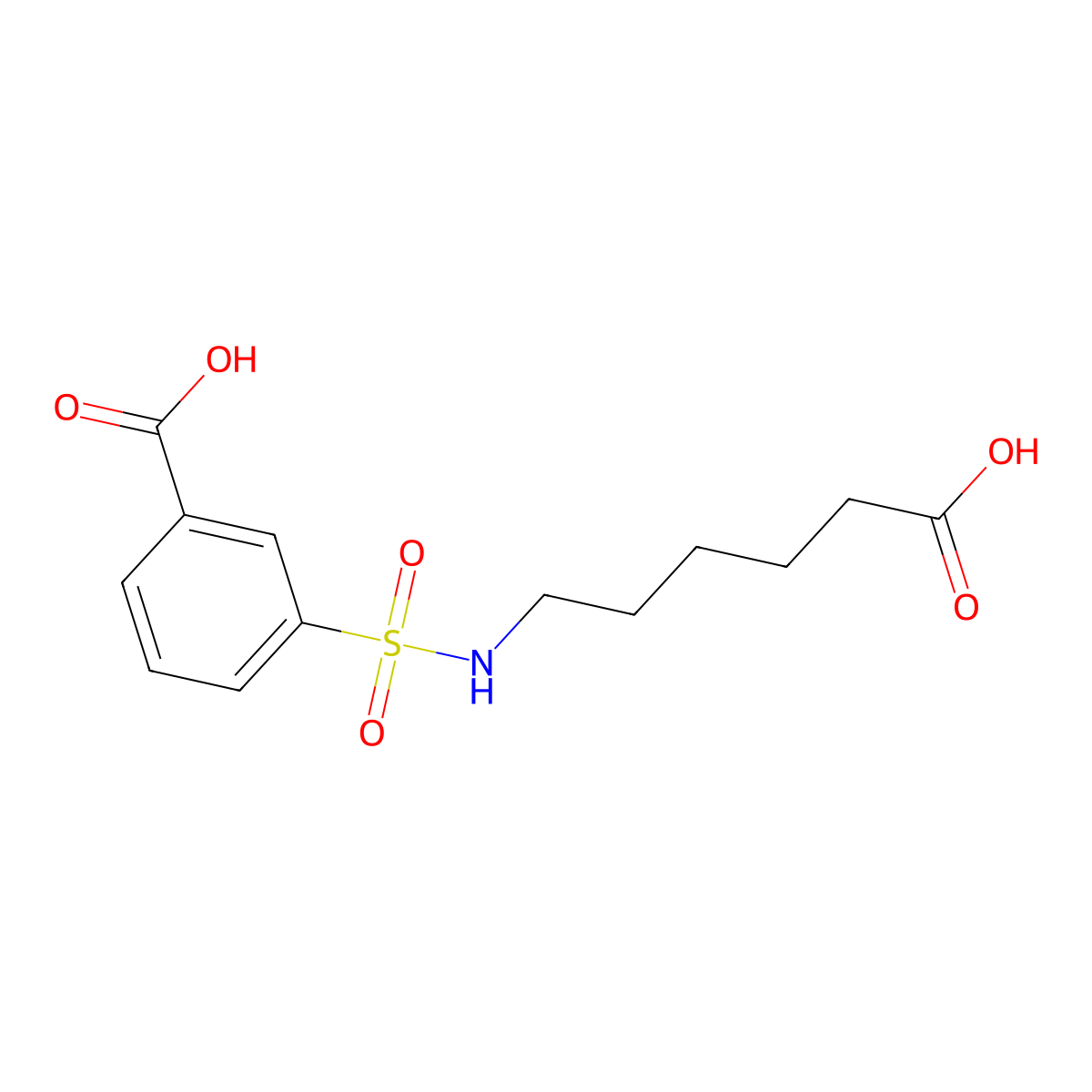 3-[(5-Carboxypentyl)sulfamoyl]benzoic acid molecular structure, CAS 328104-05-8