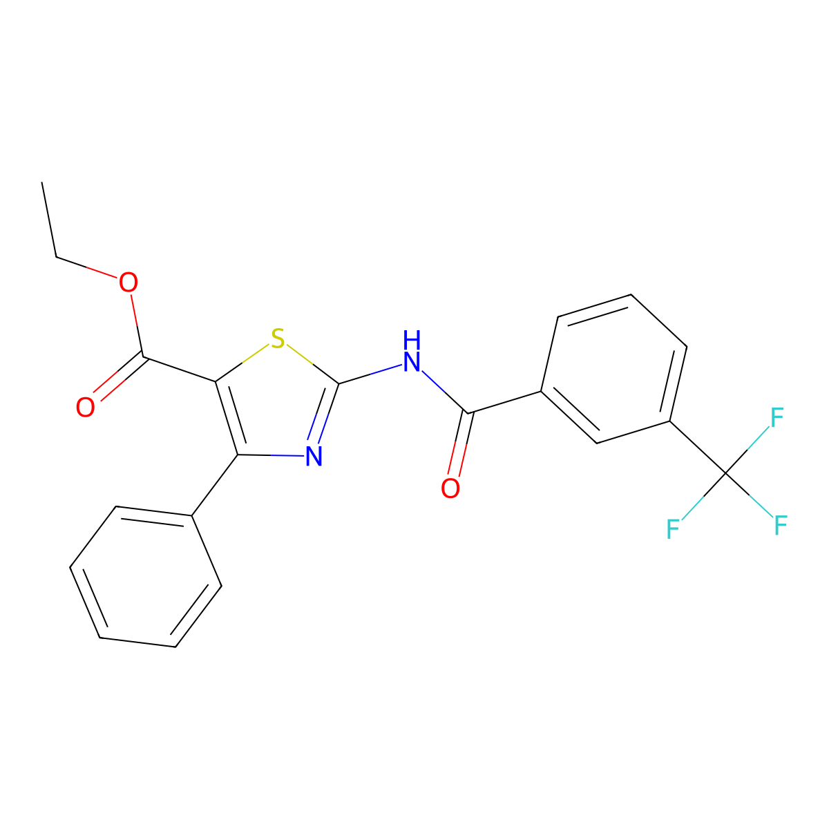 Ethyl 4-phenyl-2-(3-(trifluoromethyl)benzamido)thiazole-5-carboxylate molecular structure, CAS 328104-29-6