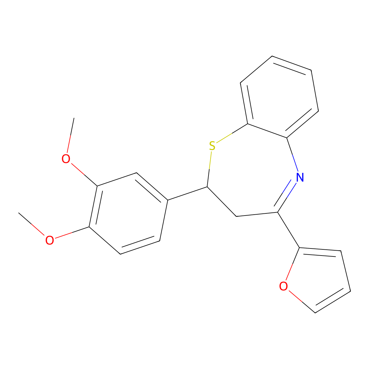 2-(3,4-Dimethoxyphenyl)-4-(furan-2-yl)-2,3-dihydro-1,5-benzothiazepine molecular structure, CAS 328104-58-1