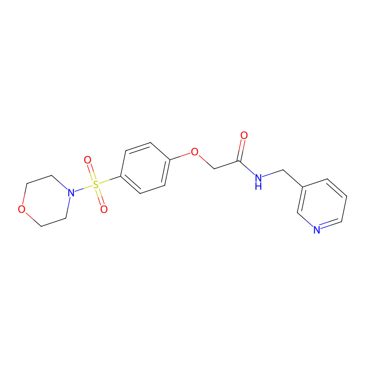 2-(4-morpholin-4-ylsulfonylphenoxy)-N-(pyridin-3-ylmethyl)acetamide molecular structure, CAS 328104-61-6