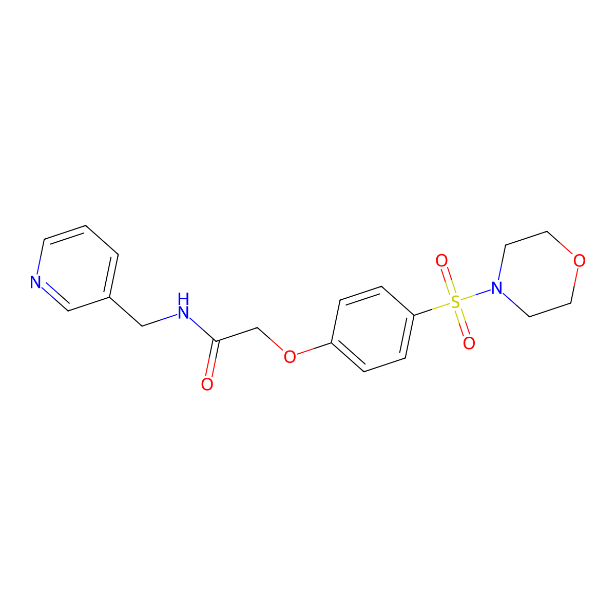 2-(4-morpholin-4-ylsulfonylphenoxy)-N-(pyridin-3-ylmethyl)acetamide molecular structure, CAS 328104-61-6